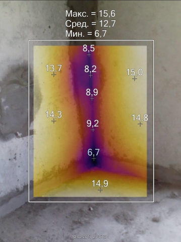 Просторный ж/м: Снимок межпанельного шва тепловизором